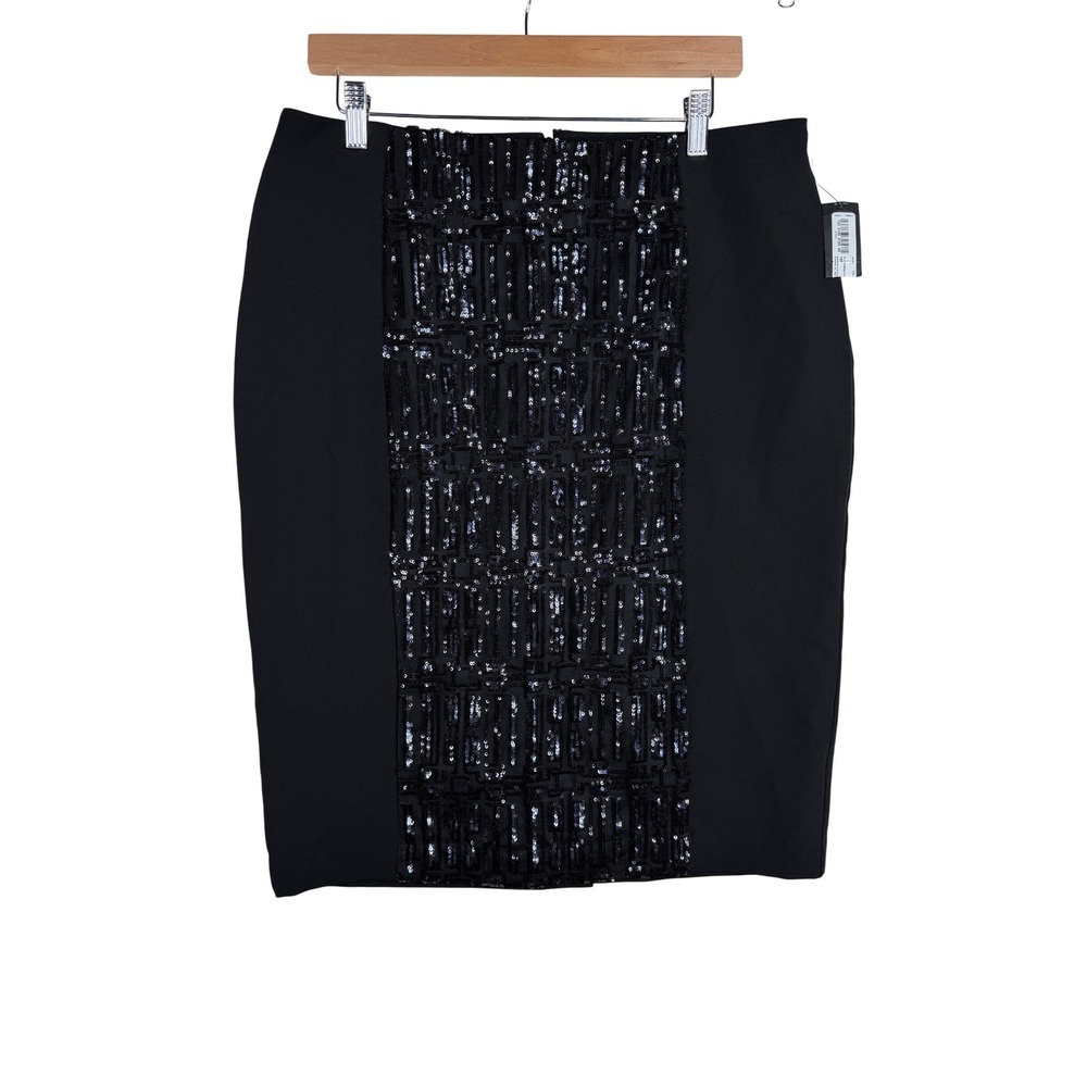 NWT Worthington Sequin Detail Pencil Skirt size 16 Petite Black